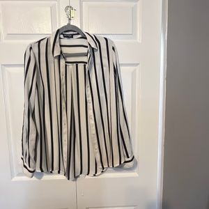 White/ black button up shirt